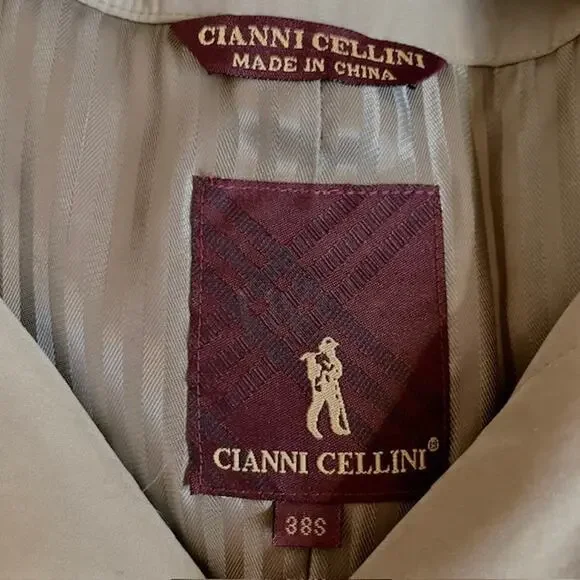 Cianni Cellini Beige Belted Trench Coat Men 38 Short Classic Tailored Outerwear - Picture 2 of 16